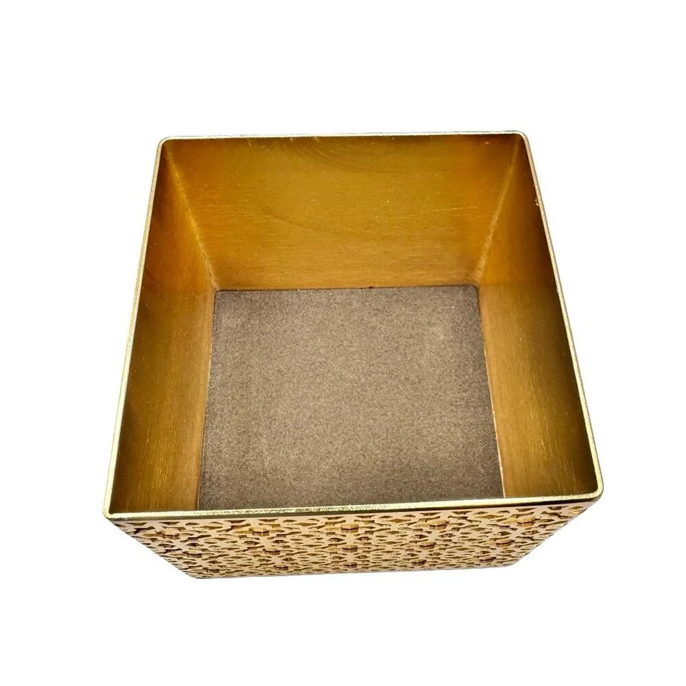 NEW Kendra Scott Ornate Jewelry Box  Gold Blue Sodalite Quartz Gold Tone Square
